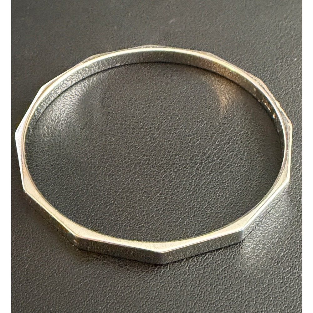 Vintage MONET Bangle Bracelet Silver Tone Geometric Signed Stackable